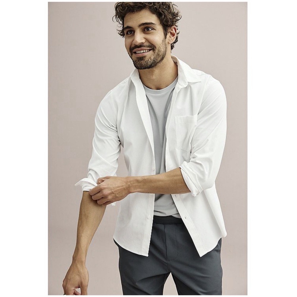 FLX Tech Mesh Slim-Fit Long Sleeve Button-Down XL Stretch Casual‎ Quick Dry